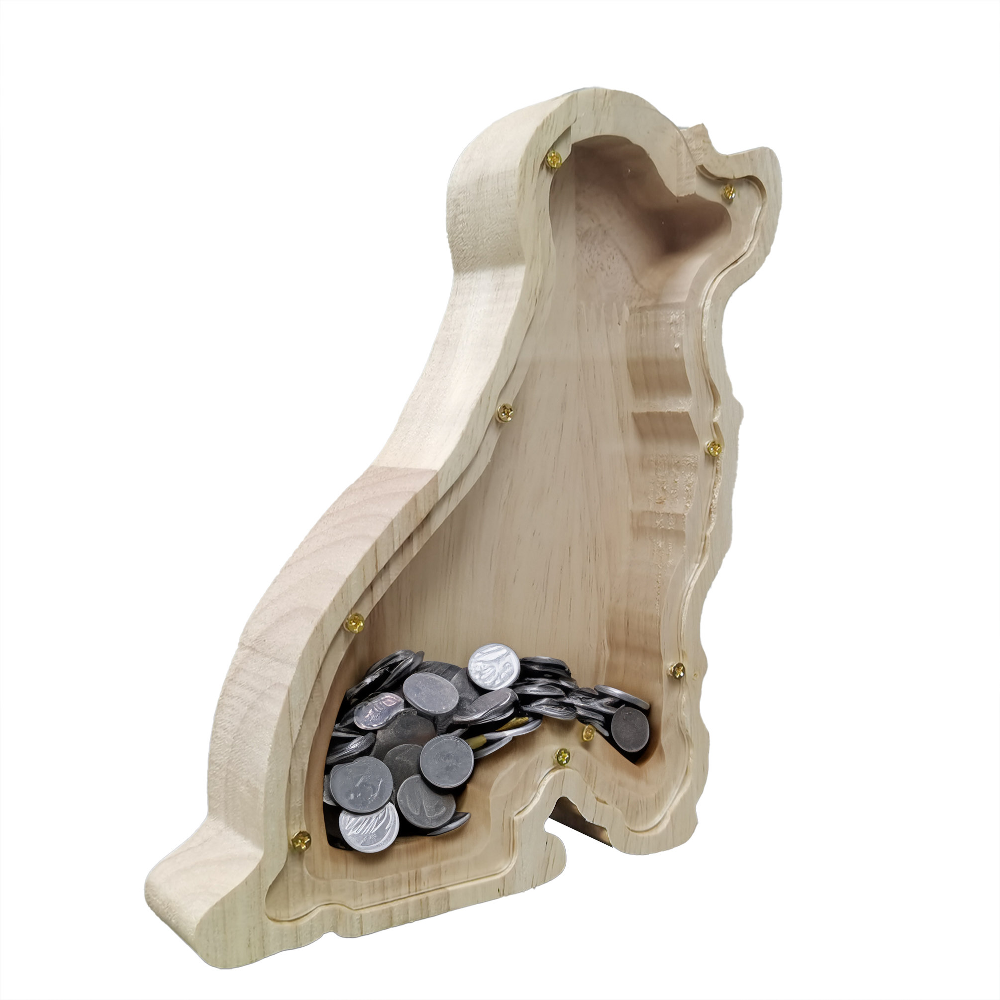 Winston Porter Wood Dog Piggy Bank, Savings Piggy Bank for